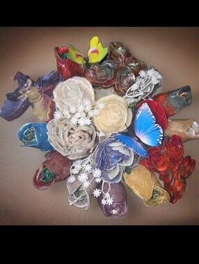 Rose, Butterfly & Tulip Wax Bouquet 16 PCS